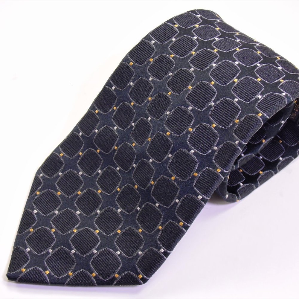 Lanvin Black Multicolor Geometric SIlk Necktie NWT